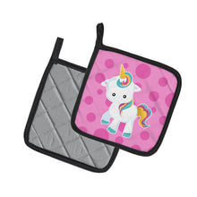 Load image into Gallery viewer, Pink Polkadot Unicorn Pot Holders - Set of 2 - Heat-Resistant Kitchen Essentials BB6805PTHD