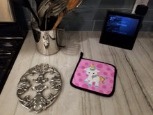 Load image into Gallery viewer, Pink Polkadot Unicorn Pot Holders - Set of 2 - Heat-Resistant Kitchen Essentials BB6805PTHD