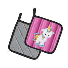 Load image into Gallery viewer, Pink Stripes Unicorn Pot Holders - Set of 2 - Heat-Resistant Kitchen Essentials BB6806PTHD