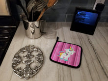Load image into Gallery viewer, Pink Stripes Unicorn Pot Holders - Set of 2 - Heat-Resistant Kitchen Essentials BB6806PTHD