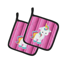 Load image into Gallery viewer, Pink Stripes Unicorn Pot Holders - Set of 2 - Heat-Resistant Kitchen Essentials BB6806PTHD