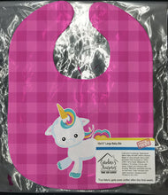 Load image into Gallery viewer, Pink Plaid Unicorn Baby Bib BB6807BIB