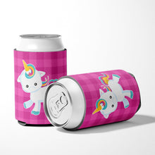 Load image into Gallery viewer, Pink Plaid Unicorn Can or Bottle Hugger BB6807CC