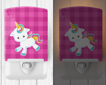 Load image into Gallery viewer, Pink Plaid Unicorn Ceramic Night Light BB6807CNL
