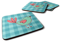 Load image into Gallery viewer, Bird on Blue Plaid Foam Coaster  BB6831FC
