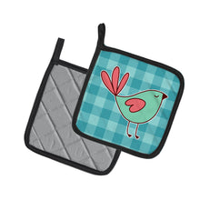 Load image into Gallery viewer, Bird on Blue Plaid Pot Holders - Set of 2 - Heat-Resistant Kitchen Essentials BB6831PTHD