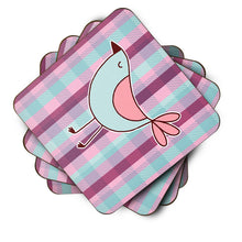 Load image into Gallery viewer, Bird on Purple Plaid Foam Coaster  BB6833FC