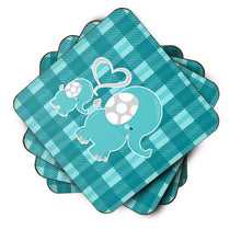 Load image into Gallery viewer, Plaid Momma and Baby Elephant Foam Coaster  BB6839FC