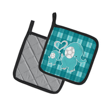 Load image into Gallery viewer, Plaid Momma and Baby Elephant Pot Holders - Set of 2 - Heat-Resistant Kitchen Essentials BB6839PTHD