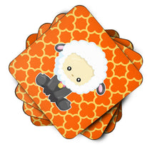 Load image into Gallery viewer, Sheep on Orange Quatrafoil Foam Coaster  BB6872FC