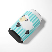 Load image into Gallery viewer, Sheep on Blue Stripes Can or Bottle Hugger BB6873CC