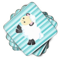Load image into Gallery viewer, Sheep on Blue Stripes Foam Coaster  BB6873FC