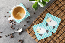 Load image into Gallery viewer, Sheep on Blue Stripes Foam Coaster  BB6873FC