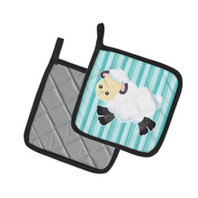 Load image into Gallery viewer, Sheep on Blue Stripes Pot Holders - Set of 2 - Heat-Resistant Kitchen Essentials BB6873PTHD