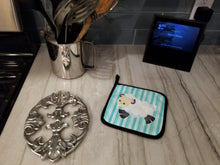 Load image into Gallery viewer, Sheep on Blue Stripes Pot Holders - Set of 2 - Heat-Resistant Kitchen Essentials BB6873PTHD