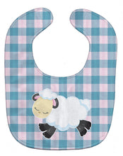 Load image into Gallery viewer, Sheep on Blue Gingham Baby Bib BB6874BIB