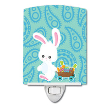 Load image into Gallery viewer, Easter Rabbit Paisley Blue Ceramic Night Light BB6898CNL