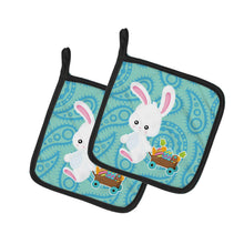 Load image into Gallery viewer, Easter Rabbit Paisley Blue Pot Holders - Set of 2 - Heat-Resistant Kitchen Essentials BB6898PTHD