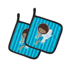 Load image into Gallery viewer, Fairy Blue Stripes Pot Holders - Set of 2 - Heat-Resistant Kitchen Essentials BB6906PTHD