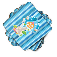 Load image into Gallery viewer, Fairy House Blue Stripes Foam Coaster  BB6914FC