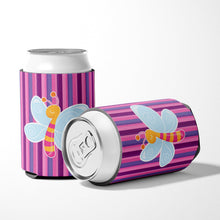 Load image into Gallery viewer, Dragonfly in Pink Stripes Can or Bottle Hugger BB6916CC