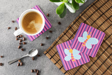 Load image into Gallery viewer, Dragonfly in Pink Stripes Foam Coaster  BB6916FC