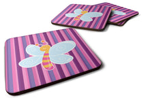 Load image into Gallery viewer, Dragonfly in Pink Stripes Foam Coaster  BB6916FC