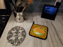 Load image into Gallery viewer, Fall Pumpkin Orange Quatrfoil Pot Holders - Set of 2 - Heat-Resistant Kitchen Essentials BB6919PTHD