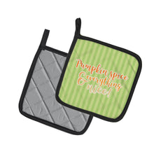 Load image into Gallery viewer, Fall Pumpkin Spice Green Stripe Pot Holders - Set of 2 - Heat-Resistant Kitchen Essentials BB6922PTHD