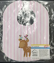 Load image into Gallery viewer, Deer in Pink Stripes Baby Bib BB6934BIB