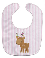 Load image into Gallery viewer, Deer in Pink Stripes Baby Bib BB6934BIB