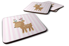Load image into Gallery viewer, Deer in Pink Stripes Foam Coaster  BB6934FC