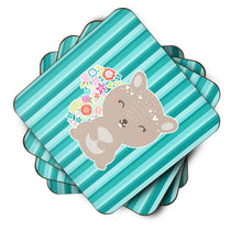 Load image into Gallery viewer, Flowered Squirrel Coasters - Set of 4 Lightweight Foam, Absorbent Drink Coasters