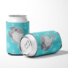 Load image into Gallery viewer, Shark on Blue Nautical Can or Bottle Hugger BB6940CC
