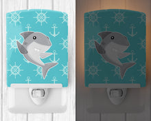 Load image into Gallery viewer, Shark on Blue Nautical Ceramic Night Light BB6940CNL