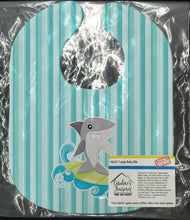 Load image into Gallery viewer, Surfin Shark on Stripes Baby Bib BB6942BIB