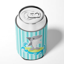 Load image into Gallery viewer, Surfin Shark on Stripes Can or Bottle Hugger BB6942CC