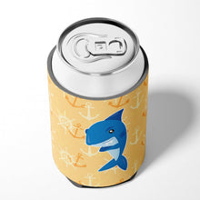 Load image into Gallery viewer, Shark on Beige Nautical Can or Bottle Hugger BB6946CC