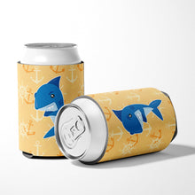 Load image into Gallery viewer, Shark on Beige Nautical Can or Bottle Hugger BB6946CC