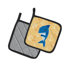 Load image into Gallery viewer, Shark on Beige Nautical Pot Holders - Set of 2 - Heat-Resistant Kitchen Essentials BB6946PTHD