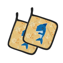 Load image into Gallery viewer, Shark on Beige Nautical Pot Holders - Set of 2 - Heat-Resistant Kitchen Essentials BB6946PTHD
