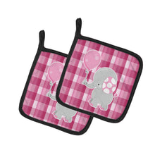 Load image into Gallery viewer, Elephant with Pink Balloon Pot Holders - Set of 2 - Heat-Resistant Kitchen Essentials BB6948PTHD