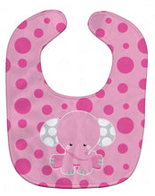 Load image into Gallery viewer, Elephant with Pink Polkadots Baby Bib BB6949BIB