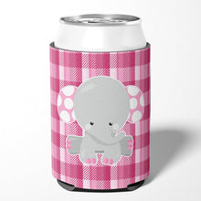 Load image into Gallery viewer, Elephant Pink Gingham Can or Bottle Hugger BB6952CC
