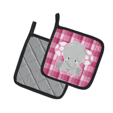 Load image into Gallery viewer, Elephant Pink Gingham Pot Holders - Set of 2 - Heat-Resistant Kitchen Essentials BB6952PTHD