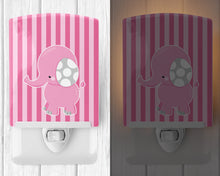 Load image into Gallery viewer, Elephant on Pink Stripes Ceramic Night Light BB6955CNL