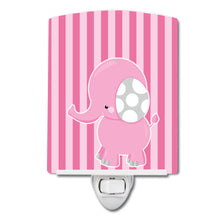 Load image into Gallery viewer, Elephant on Pink Stripes Ceramic Night Light BB6955CNL