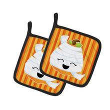 Load image into Gallery viewer, Halloween Pumpkin Mummy Pot Holders - Set of 2 - Heat-Resistant Kitchen Essentials BB6968PTHD