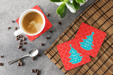 Load image into Gallery viewer, Christmas Tree Red Teal Foam Coaster  BB6969FC