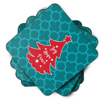 Load image into Gallery viewer, Christmas Tree Teal Red Foam Coaster  BB6970FC